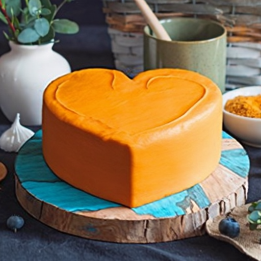 Heart-shaped orange-frosted cake, UniCache edited output